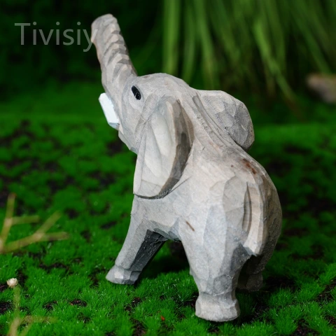 Elephant Handmade Wood Carving Ornament